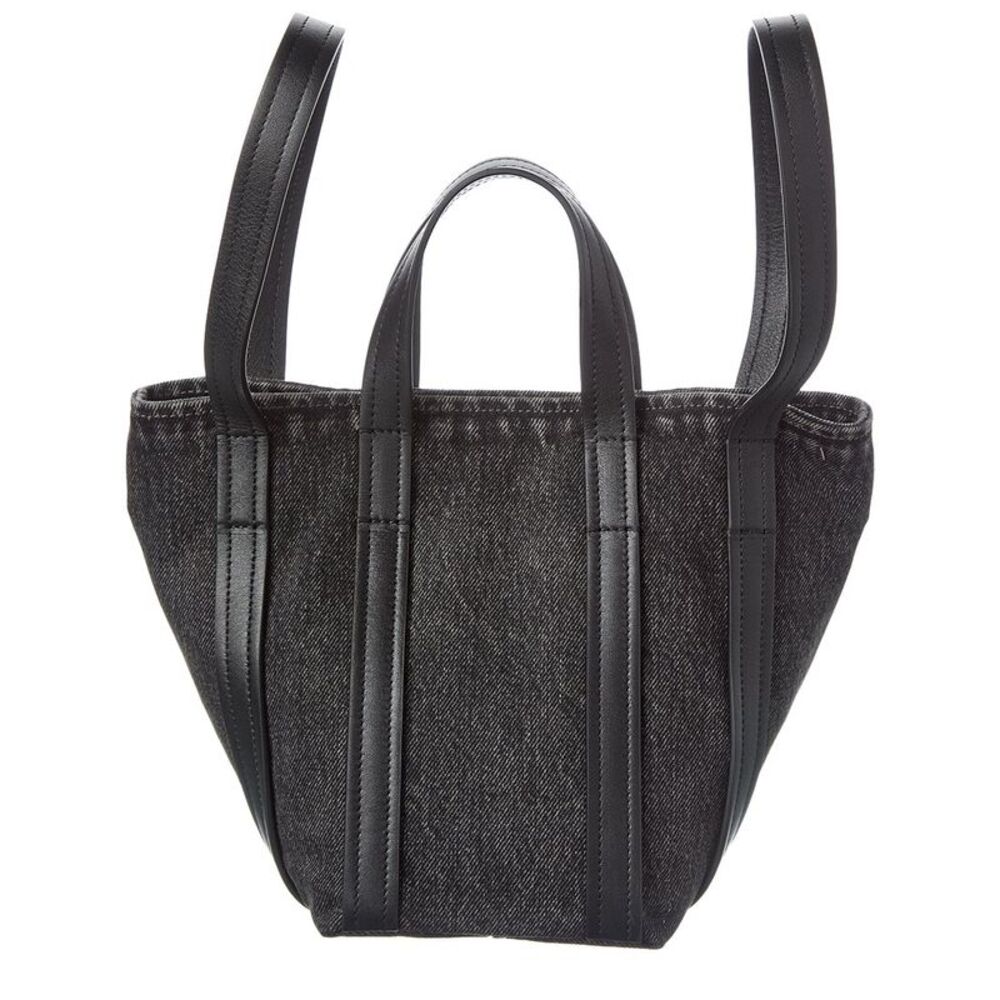 Balenciaga Ever 2.0 N/S Xs Denim & Leather Tote, Black - Picture 2 of 4